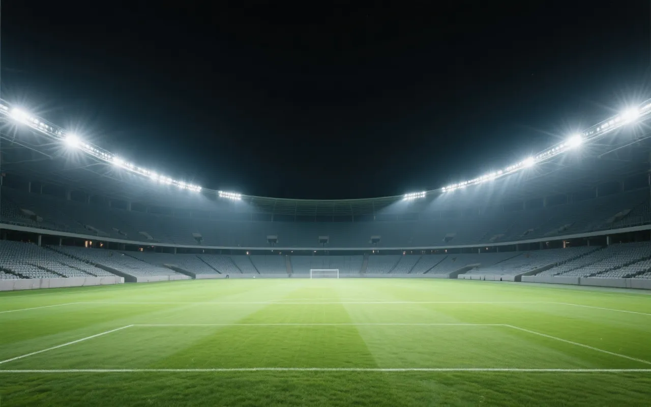 足球场与夜幕灯光